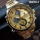 RELOJ JOEFOX METÁLICO DOBLE HORA DORADO HOMBRE 1927G-1 My Store - reloj mayorista Medellín