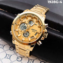 RELOJ JOEFOX METÁLICO DOBLE HORA DORADO HOMBRE 1928G-4 My Store - reloj mayorista Medellín