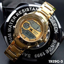 RELOJ JOEFOX METÁLICO DOBLE HORA DORADO HOMBRE 1929G-3 My Store - reloj mayorista Medellín