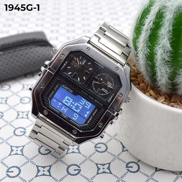 RELOJ JOEFOX PLATA/NEGRO DOBLE/HORA HOMBRE 1945G-1 My Store