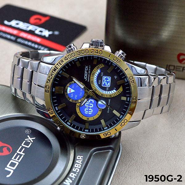 RELOJ JOEFOX PLATA-DORADO/NEGRO DOBLE/HORA HOMBRE 1950G-2 My Store
