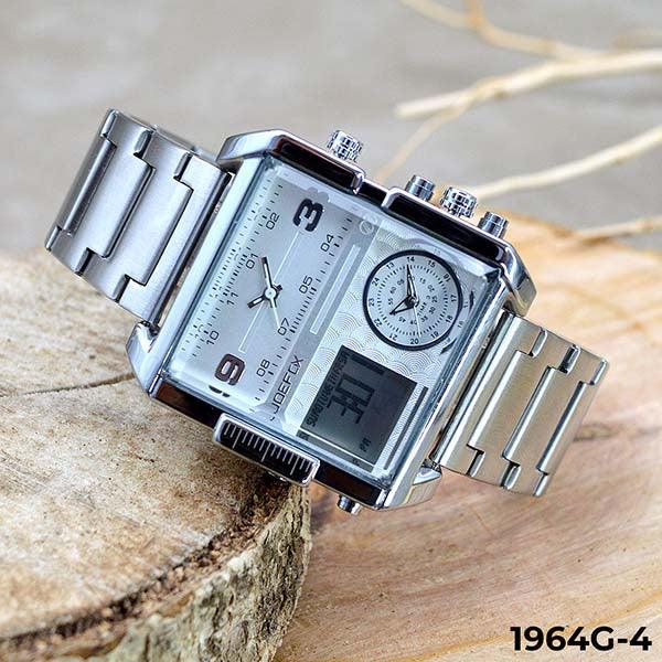 RELOJ JOEFOX PLATA/BLANCO DOBLE/HORA HOMBRE 1964G-4 My Store