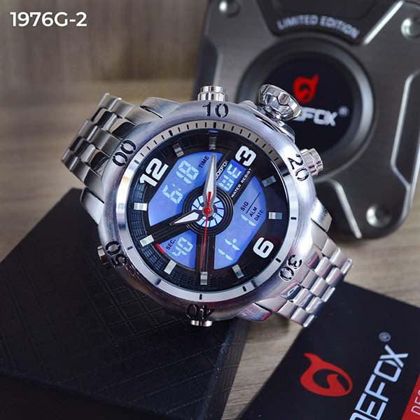 RELOJ JOEFOX PLATA-NEGRO/PLATA DOBLE/HORA HOMBRE 1976G-2 My Store