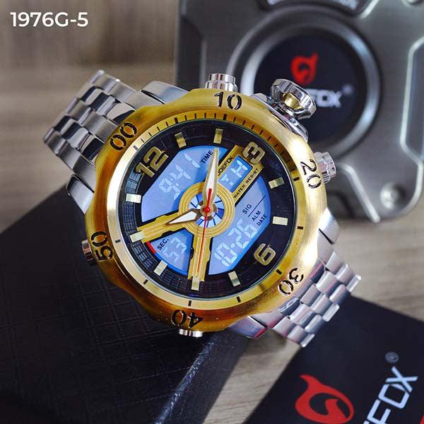 RELOJ JOEFOX PLATA-NEGRO/DORADO DOBLE/HORA HOMBRE 1976G-5 My Store