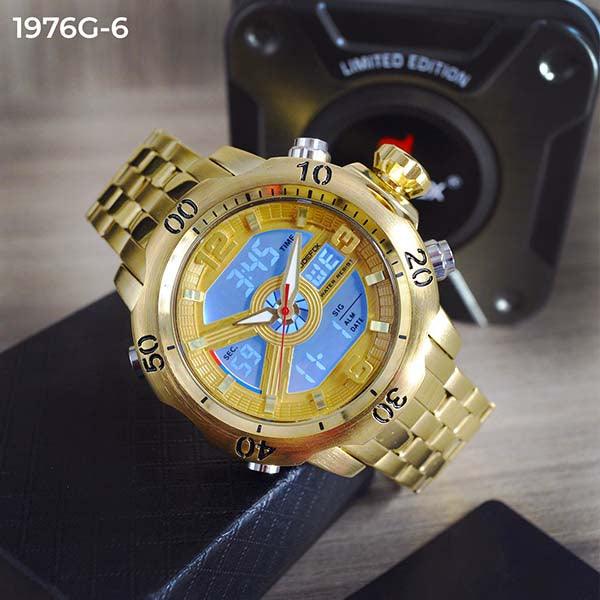 RELOJ JOEFOX DORADO DOBLE/HORA HOMBRE 1976G-6 My Store