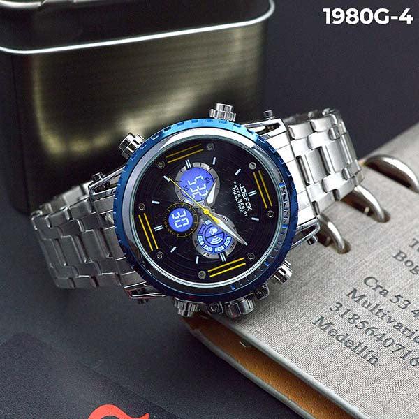 RELOJ JOEFOX PLATA/AZUL DOBLE/HORA HOMBRE 1980G-4 My Store