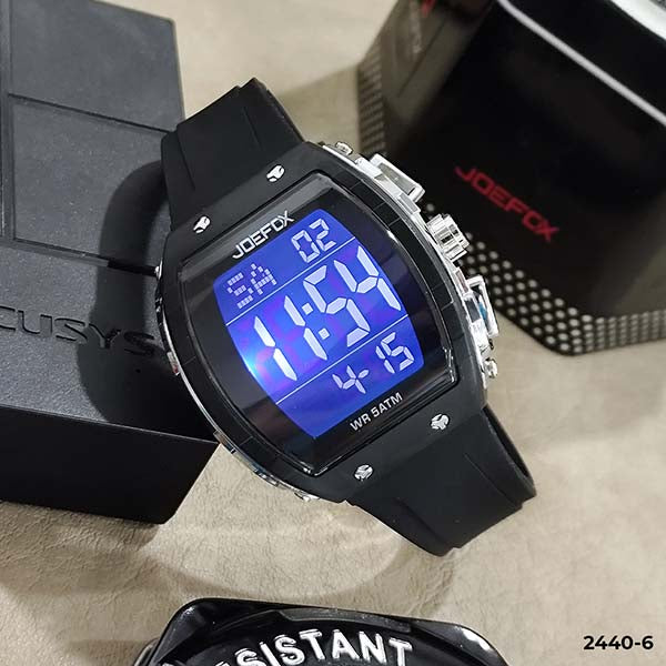 RELOJ JOEFOX DIGITAL DEPORTIVO NEGRO PLATA HOMBRE 2440-6 My Store