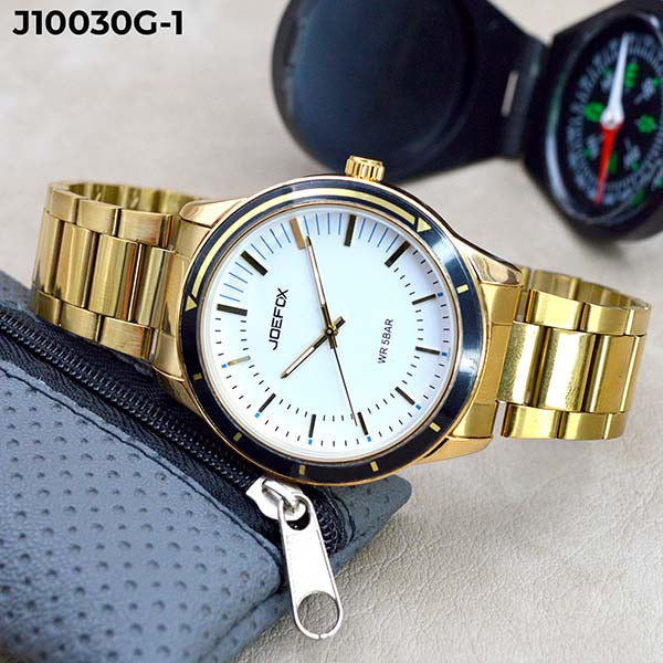 RELOJ JOEFOX DORADO/BLANCO ANÁLOGO J10030G-1 My Store