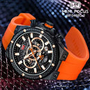 RELOJ MINI FOCUS CRONOGRAFO NEGRO/SILICONA NARANJA HOMBRE MF0468G-2 My Store - reloj mayorista Medellín